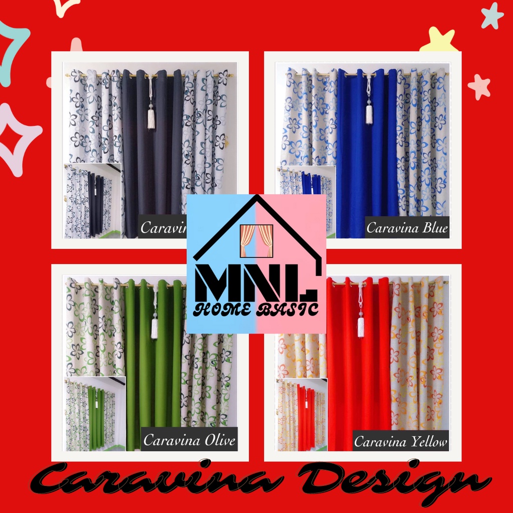 3 in 1 Set Ring Curtains Vianika Design (Cretona Fabric) Shopee