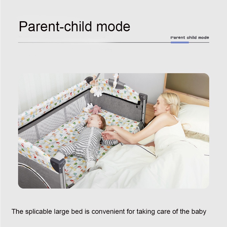 【5 in 1】【Shipping Discount】Baby Crib Portable 2 Level Baby Cradles with Free Toys Baby Bed Rocker