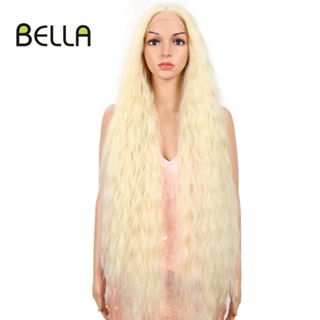Bella Lace Wig Synthetic 42 Inch Long Curly Hair Ombre Blonde 613 Pink Rainbow Colors Wigs For Wom #3