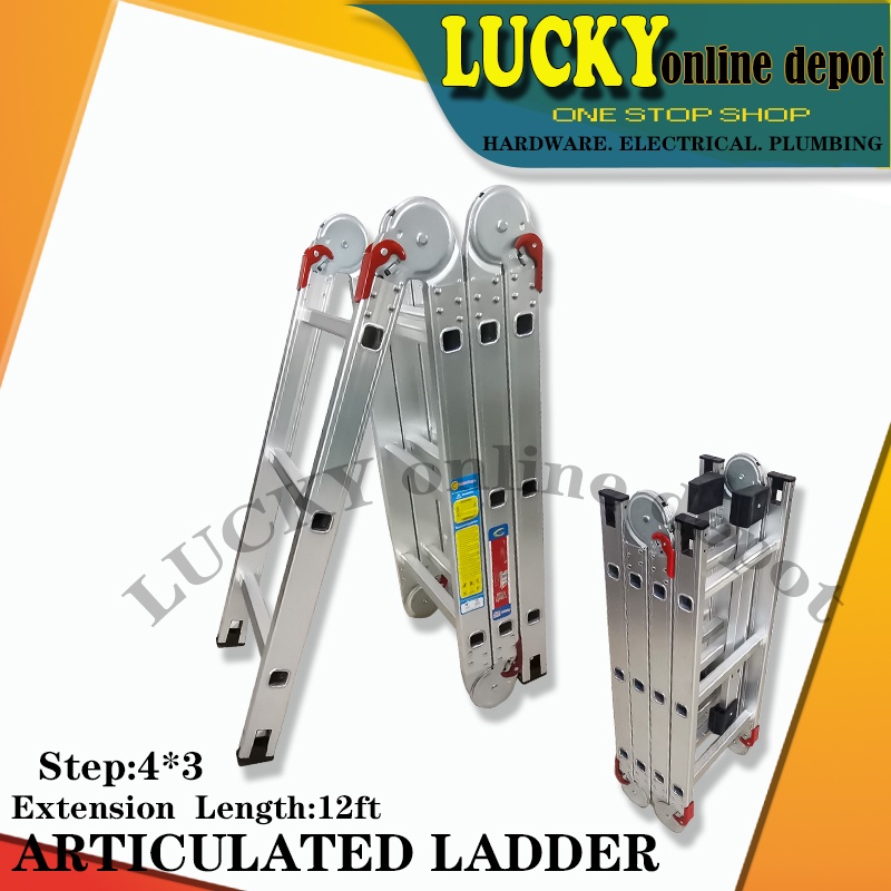 GOLDEN DRAGON ALUMINUM ARTICULATED LADDER (12 STEP = 4*3 ) | Shopee ...