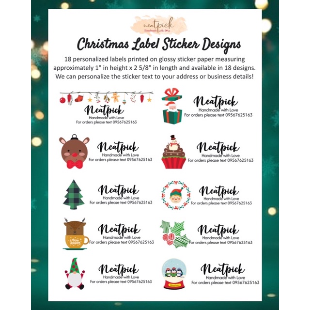 Neatpick Christmas Business Address Label Stickers 18pcs per order ...