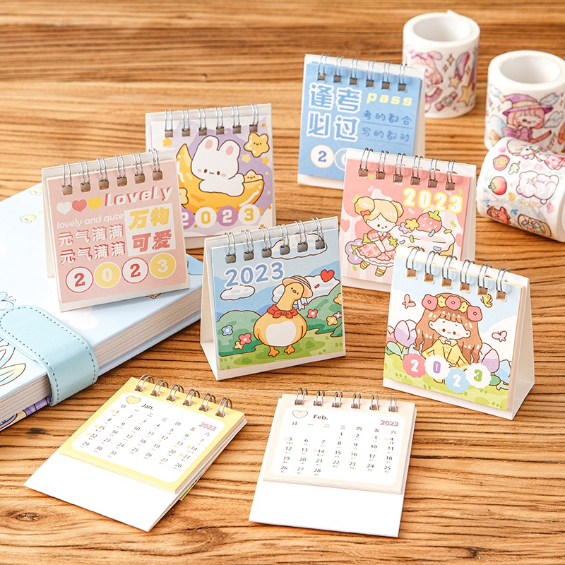 2023 Mini Cartoon Desk Calendar Student Lovely Foldable Coil Calendar