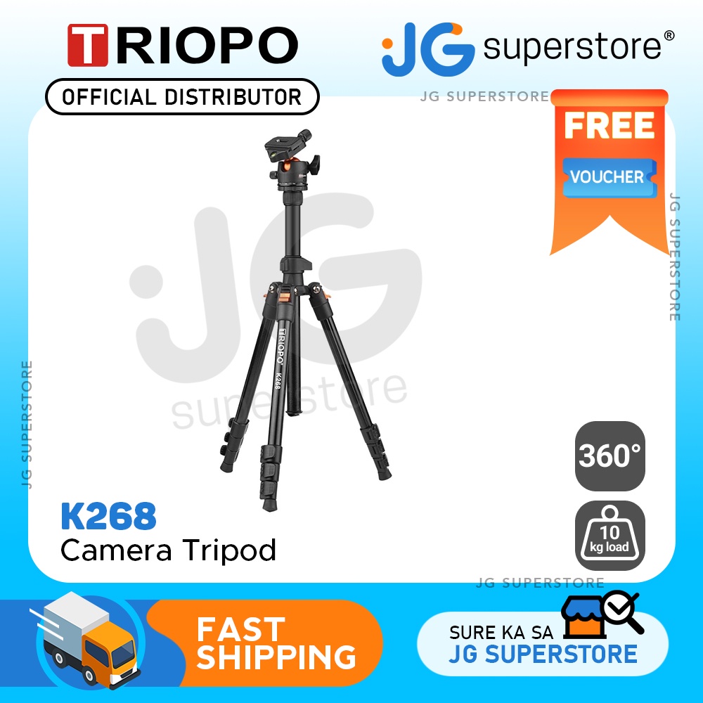 Triopo K268 Portable Camera Tripod Stand w/ 10kg Load Capacity, 360