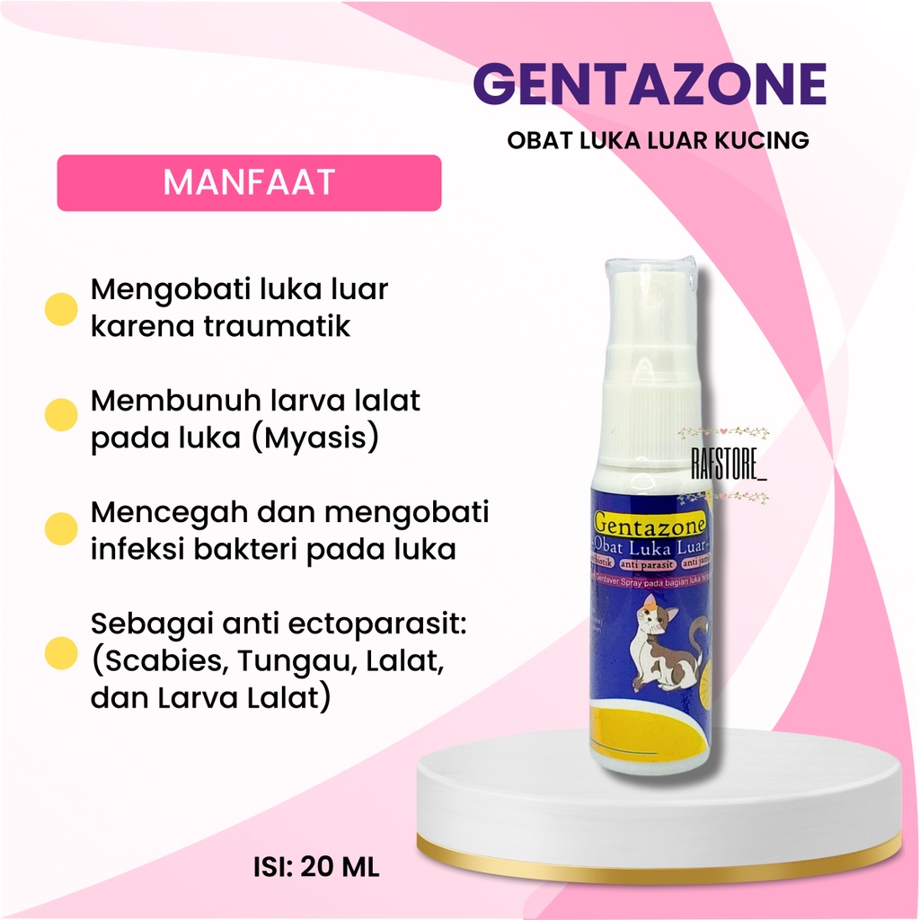 Gentazone 20ml - Cat Wound Medicine - Rabbit Wound Medicine - Cat Wound