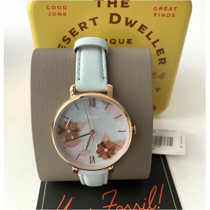 Authentic Fossil Women Jacqueline Pearl Dial Green Leather Watch ES4813 Jam Tangan Wanita Perempuan