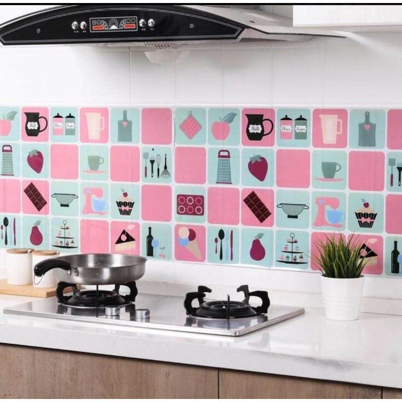 Jhelyns Abubot Waterproof Kitchen Anti oil Wall Stickers Paper Kitchen Tiles Wall Sticker