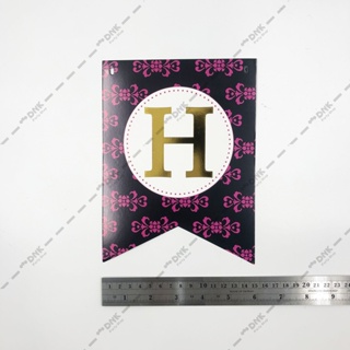 ﹍Cutout Flag Hanging Banner Pink Floral Pattern Theme Happy Birthday Letter Classy Banderitas Bunt #3