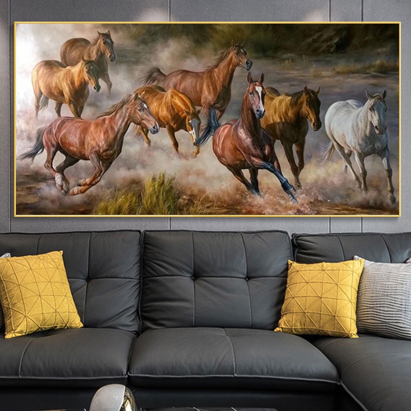 Eight Running Horse Wall Painting Modern Canvas Print Decoration
