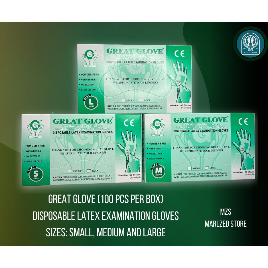 GREAT GLOVE DISPOSABLE EXAMINATION GLOVES (100 PCS PER BOX) SIZES COMES