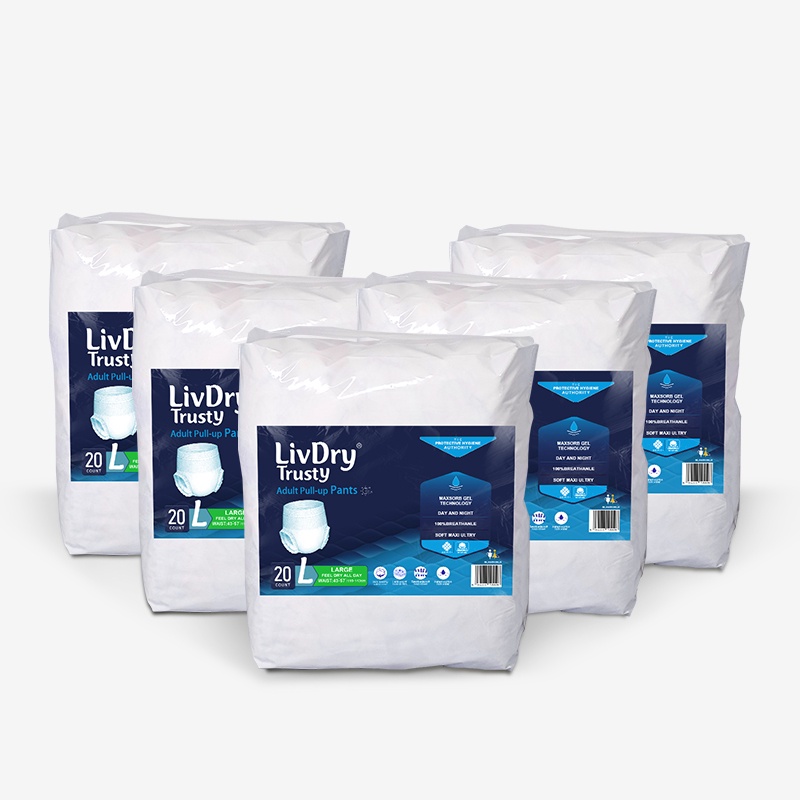 LivDry Adult Diaper PullUps Incontinence Underwear Overnight Large 5