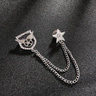 【NF】Men's Brooch Temperament Diamond Five Pointed Star Brooch Men's Tassel Chain Suit Brooch Fashion Pin Badge #3