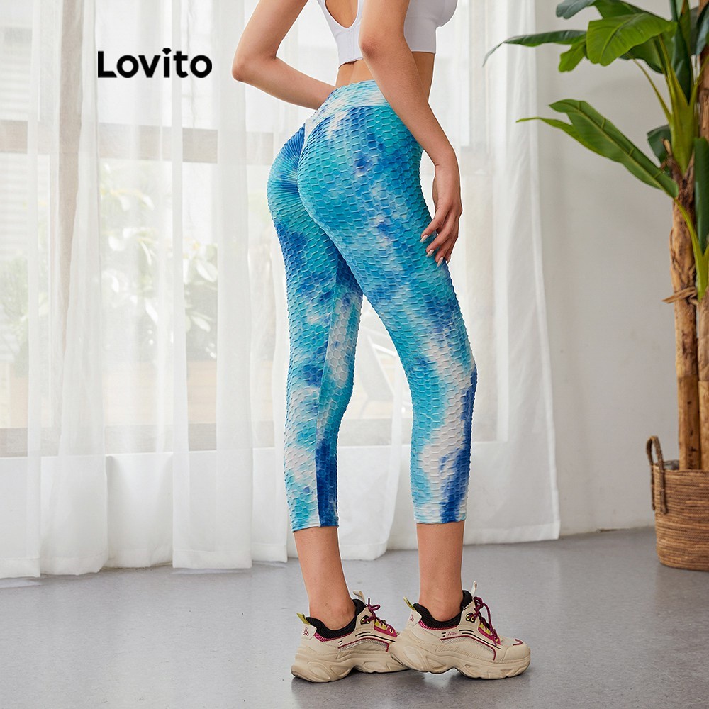 Lovito Sporty Skinny Tie Dye Leggings L03014 Blue Shopee Philippines