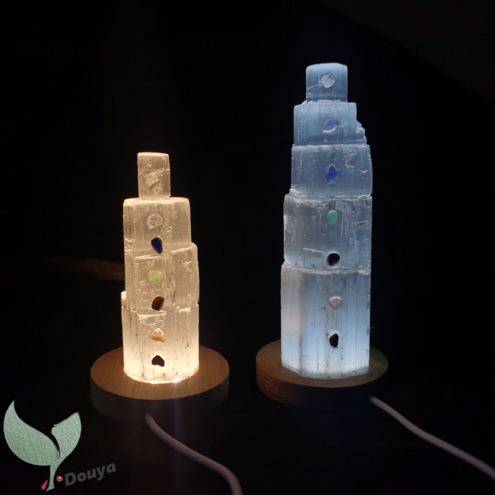 3 Lb Extra Large Selenite Crystal Tower Lamp – 8" Skyscraper Healing Stone