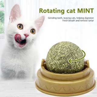 Natural Catnip Balls Cat Toy Wall Stick-on Rotating Mint Ball Teeth Cleaning Molar Toy Promote Diges