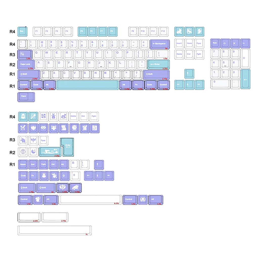 Gks Hua Mulan Cherry Profile Dye Sub Keycap Set Pbt For Keyboard Poker 