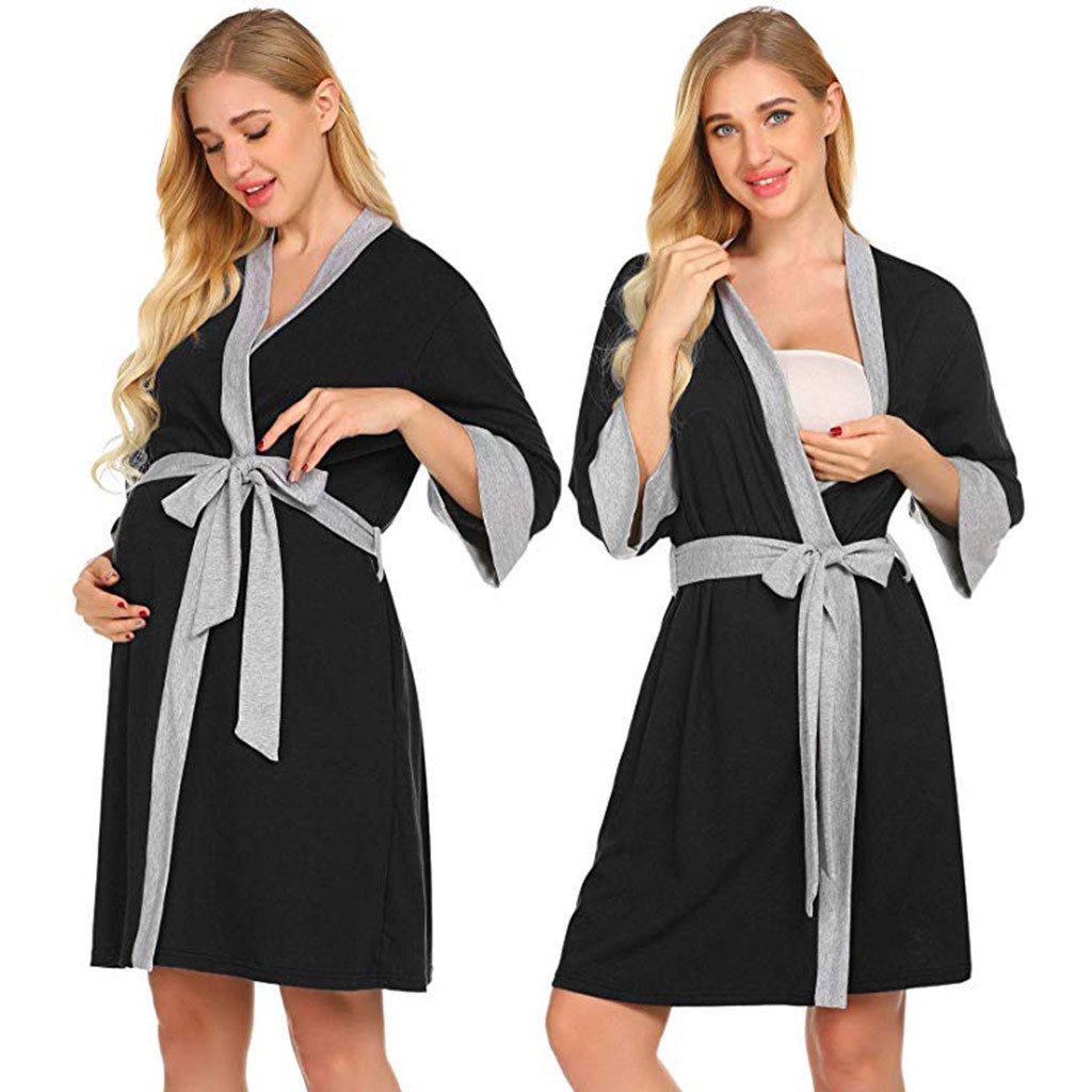 Sandals for Wome Twice**Maternity Nursing Robe Delivery Nightgowns Hospital Breastfeeding Gown