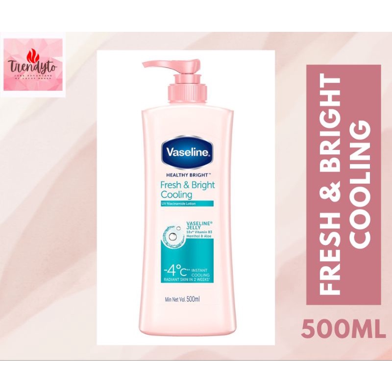 Vaseline FRESH & BRIGHT COOLING UV Naicinamide Lotion 500ml | Shopee ...