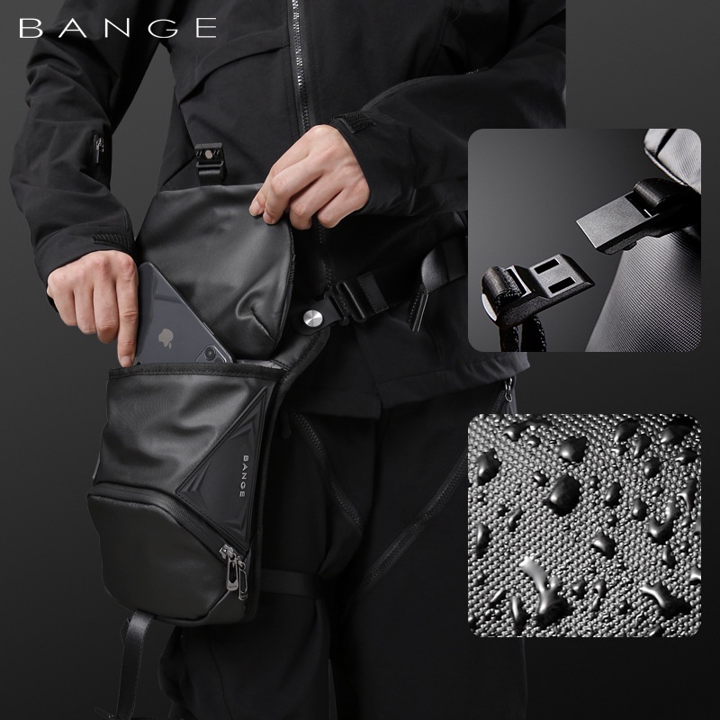 Gadgetoo Bange Cobra Motorcycle Leg Bag Water Resistant 2In1 Sling Bag Motorcycle Pouch Bag