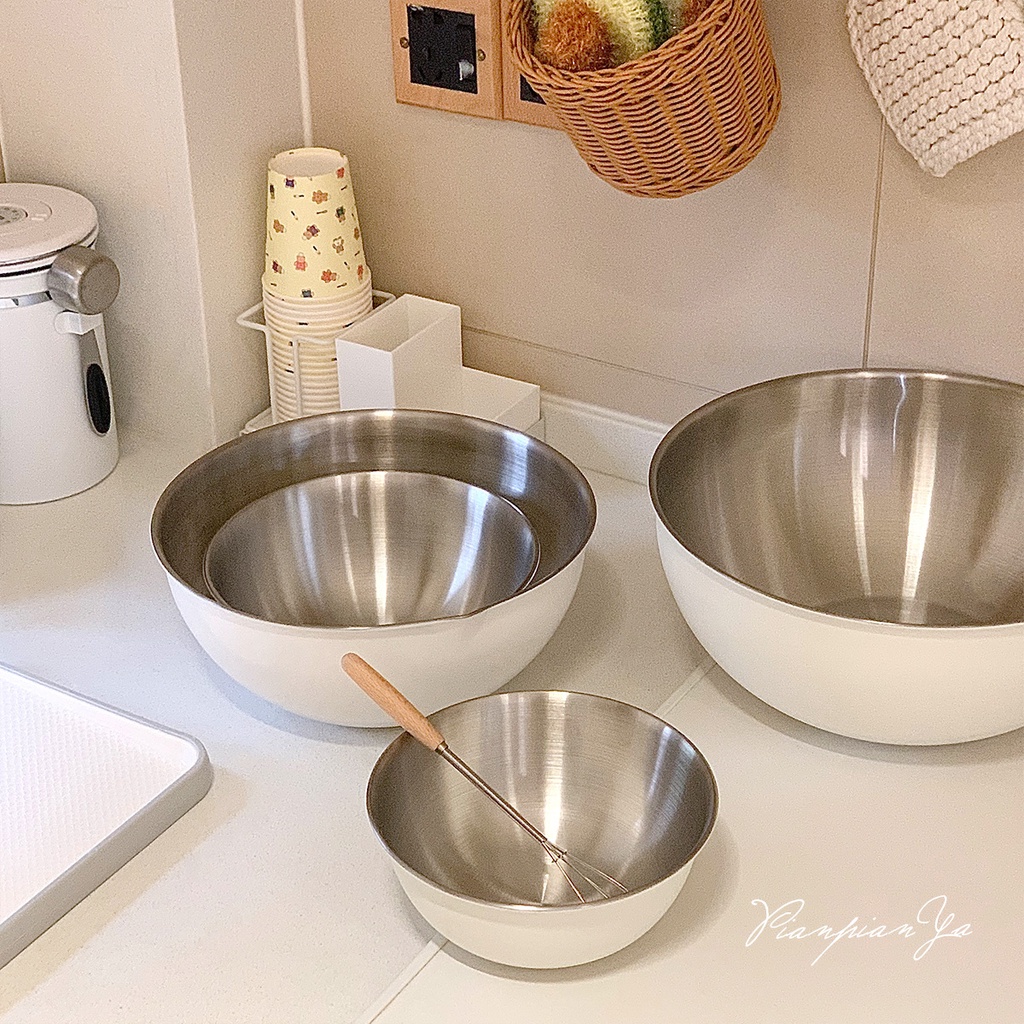 HERA Mixing Bowl Stainless Steel Bowl with Scale Egg Beater Bowl Salad