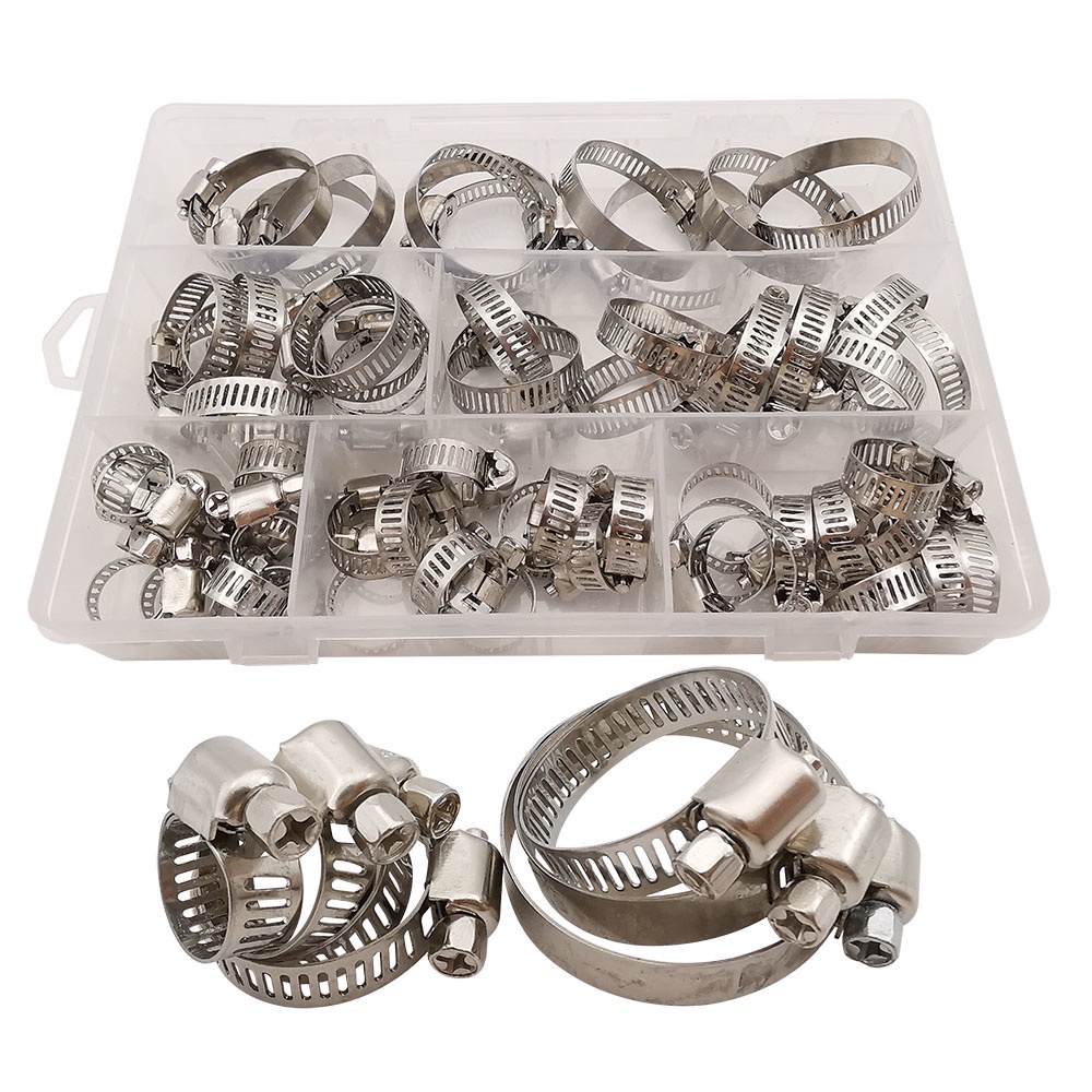 60Pcs Duct Clamps 8mm38mm Stainless Steel Adjustable Hose Hoop Clamp
