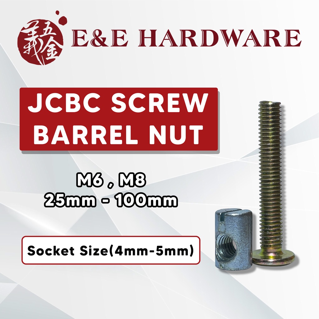 M6 M8 JCBC SKRU KATIL FURNITURE JOINT CONNECTOR SCREW & BARREL NUT