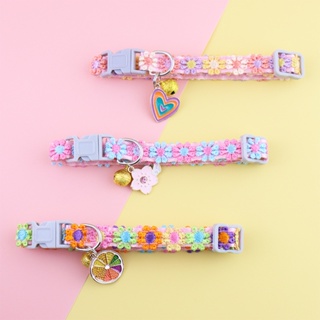 Pet cat collar with bell INS style colorful lace flower collar cat puppy necklace accessories