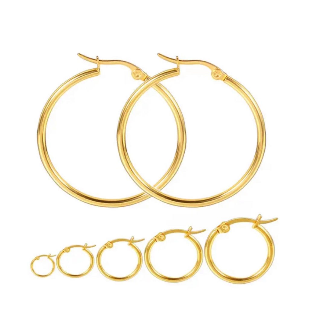 Loop hoop Earrings Stainless steel accessories Nontarnish | Shopee ...