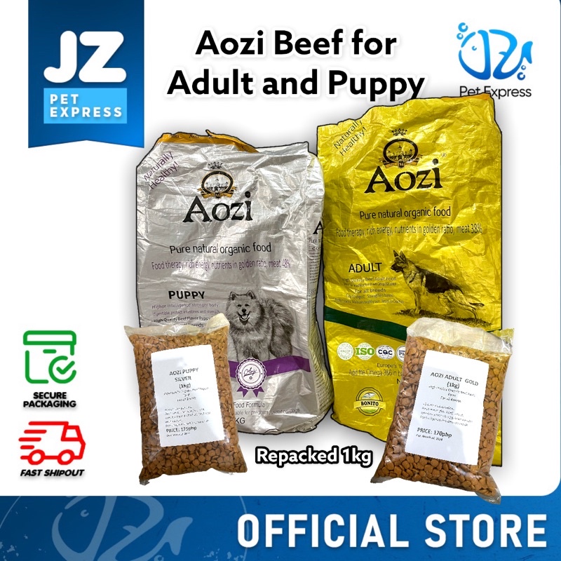 1KG Aozi Organic Puppy/Adult Gold Silver Dog Dry Food (REPACKED) Dog