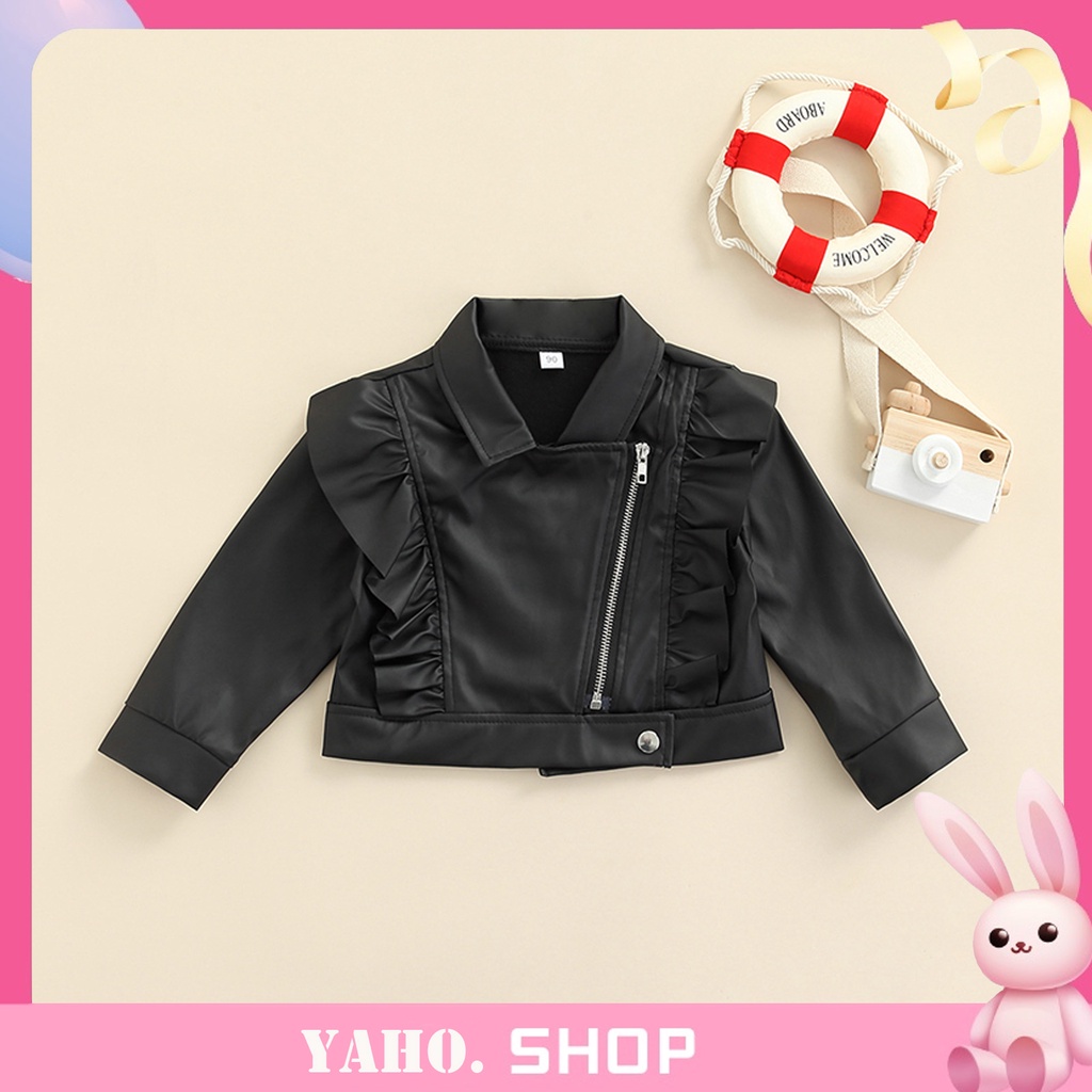 YahoBaby Zipper Jacket with Ruffle Decoration Lapel Version Windproof Spring Clothing