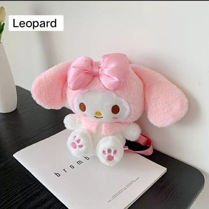 Kawaii My Melody Cinnamoroll Sanrio Fur Backpack Cute Cartoon Plush Anime Backpack Soft Toys For Girls