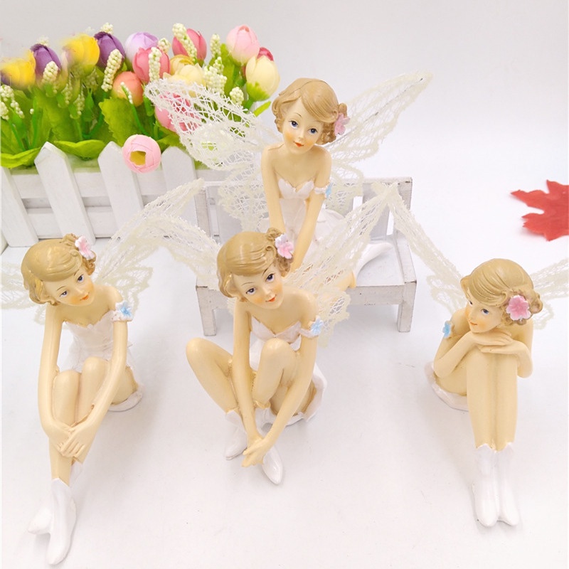 Fairy Garden Miniature White Flying Flower Angel Figurine Diy Home Decoration Crafts Micro Landscape
