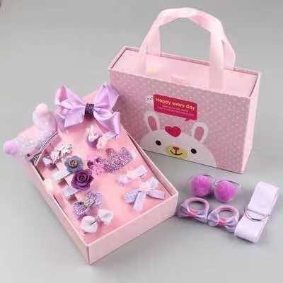 Set of 18pcs Kids Hair Accessories Barrettes clips Baby Girls Headdress Gift with Paperbagnew