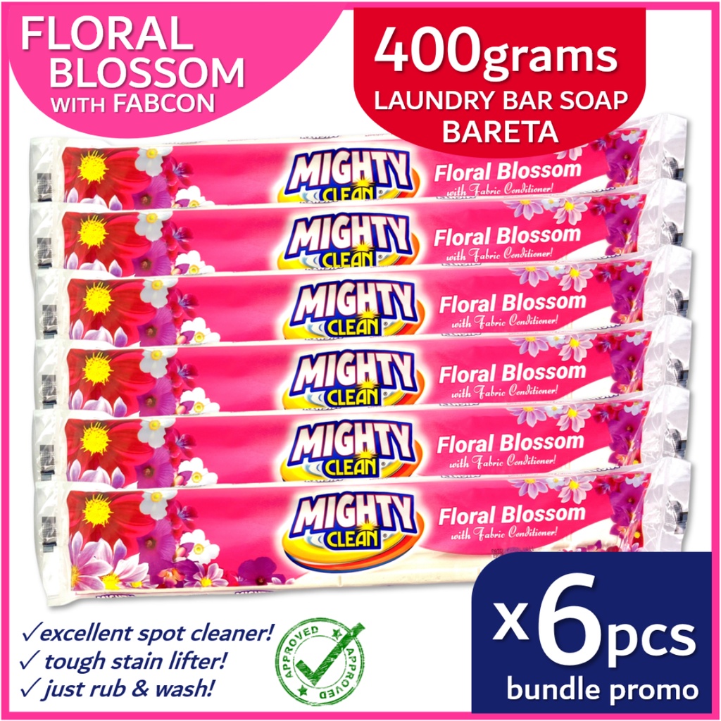 Mighty Clean Laundry Bar Soap Floral Blossom Spot Cleaner w/ FabCon