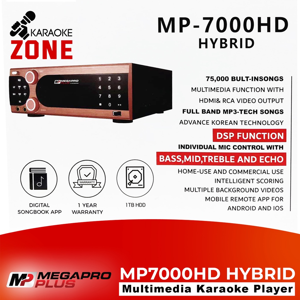 Megapro Plus MP 7000 HD Hybrid Karaoke Player / 1TB HDD Player / with