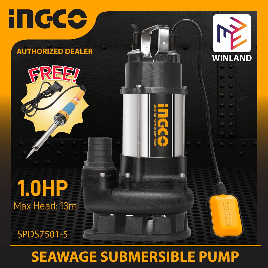 Ingco By Winland Seawage Submersible Water Pump For Dirty Water 750w