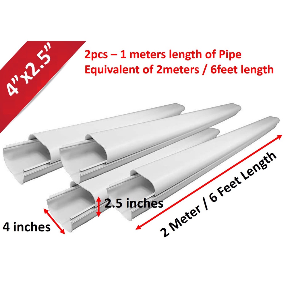 4"x2.5" PVC Molding / Cladding for Air Conditioning Cover (pipe only