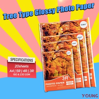 QUAFF Tree Type Glossy Photo Paper A4 | 5R | 4R | 3R Size 180gsm & 230gsm (20sheets/pack)