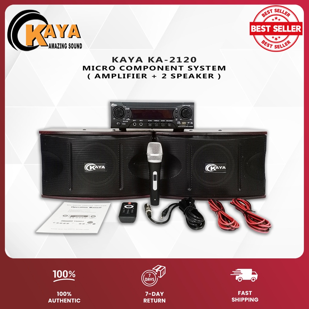 KAYA (KA2120) Micro Component Sound System (Amplifier + Speaker + Microphone) Shopee