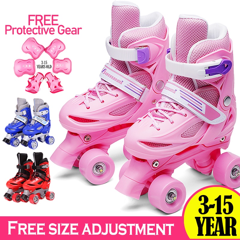 Roller Skate For Kids 4 Wheels For 8 Years Old 12 Boys And Girls Adjustable Skate Shoes Shopee