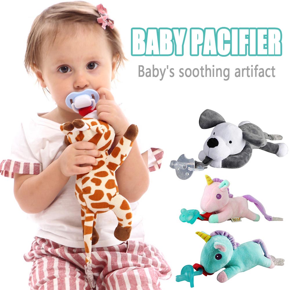 ED shop Baby Pacifier Holder Hanging Removable Plush Animal Doll Toy