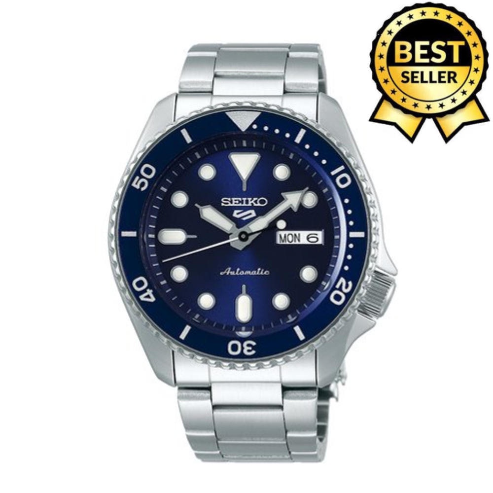 Seiko SRPD Expensive 5 Sports Water Resist Day & Date Auto Hand Movement Silver Blue Men's Watch