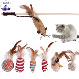 7Pcs/set Funny Cat Toys  Simulation Mouse Wood Interactive Stick Pet Cat Toys