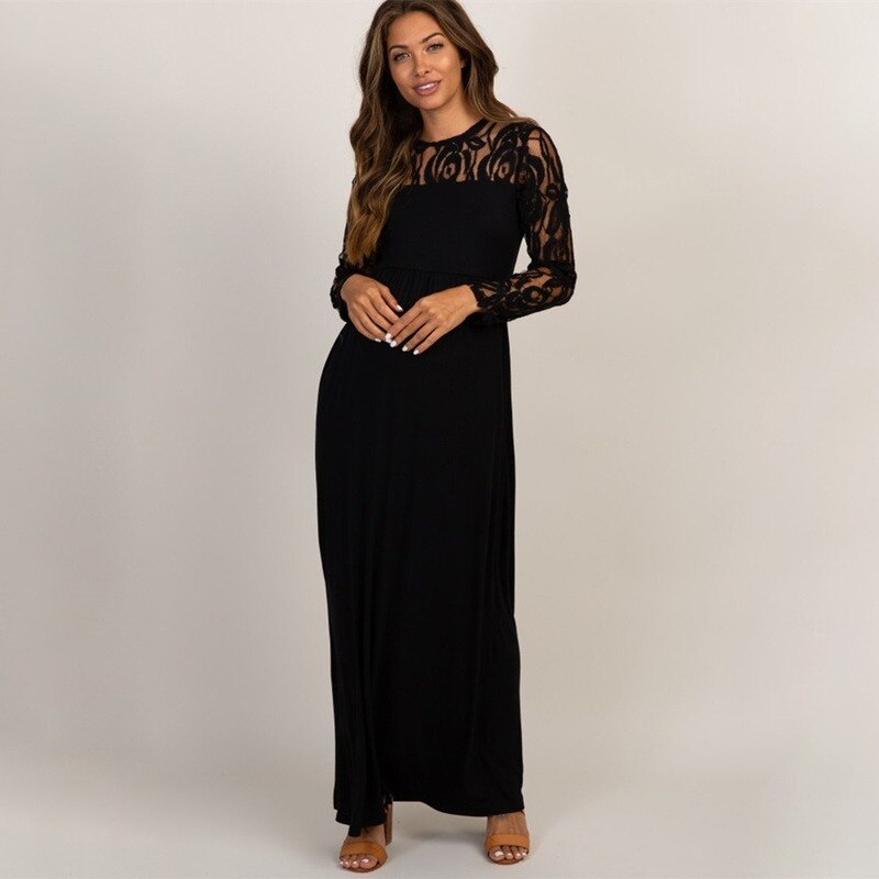 Sling Bag Design Maternity Photography Outfit Maxi Gown Women Lace Long Dress Sleeve Pregnancy Outdo
