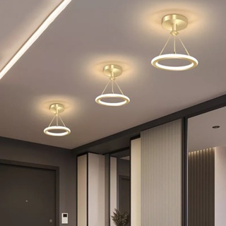 Chandelier Modern Round Ring Gold Round LED Indoor Lighting Room Dining Hall Aisle LED Ceiling Light #7