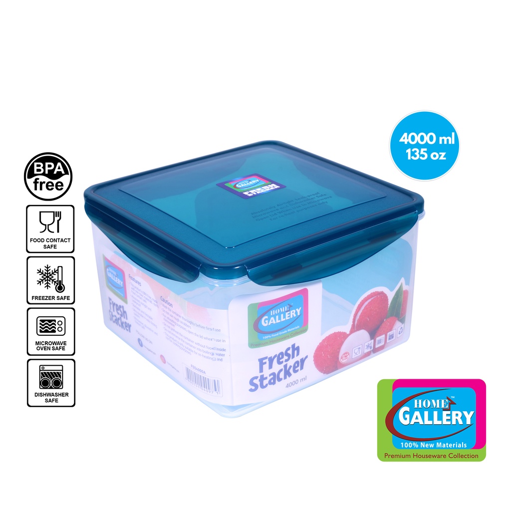 Home Gallery Fresh Stacker Square Food Keeper 4000ml/135oz BPA Free