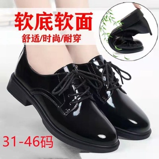Black Small Leather Shoes Women 2021 New Style Autumn Winter Versatile British Women's Casual Flat Sole Soft Work