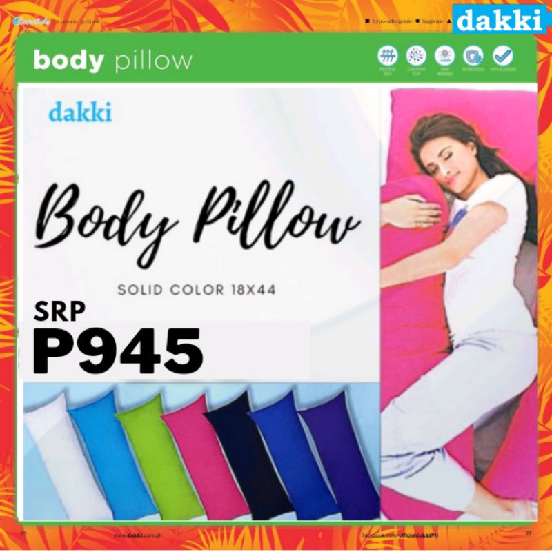 DAKKI Body Pillow Solid Color 18"x44" (Srp 945) Shopee Philippines