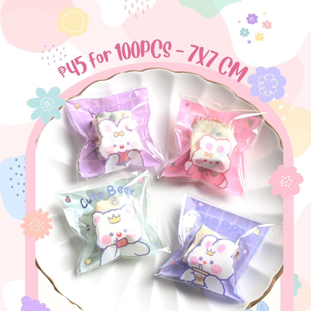 FP1506 (100PCS) 7x7 cm Cute Kawaii Cookie Bag Candy Cookie Plastic ...