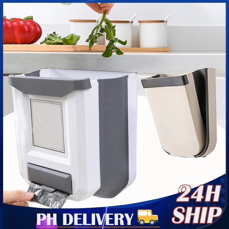 Kitchen waste bin Wall mounted folding grocery bin Cupboard door