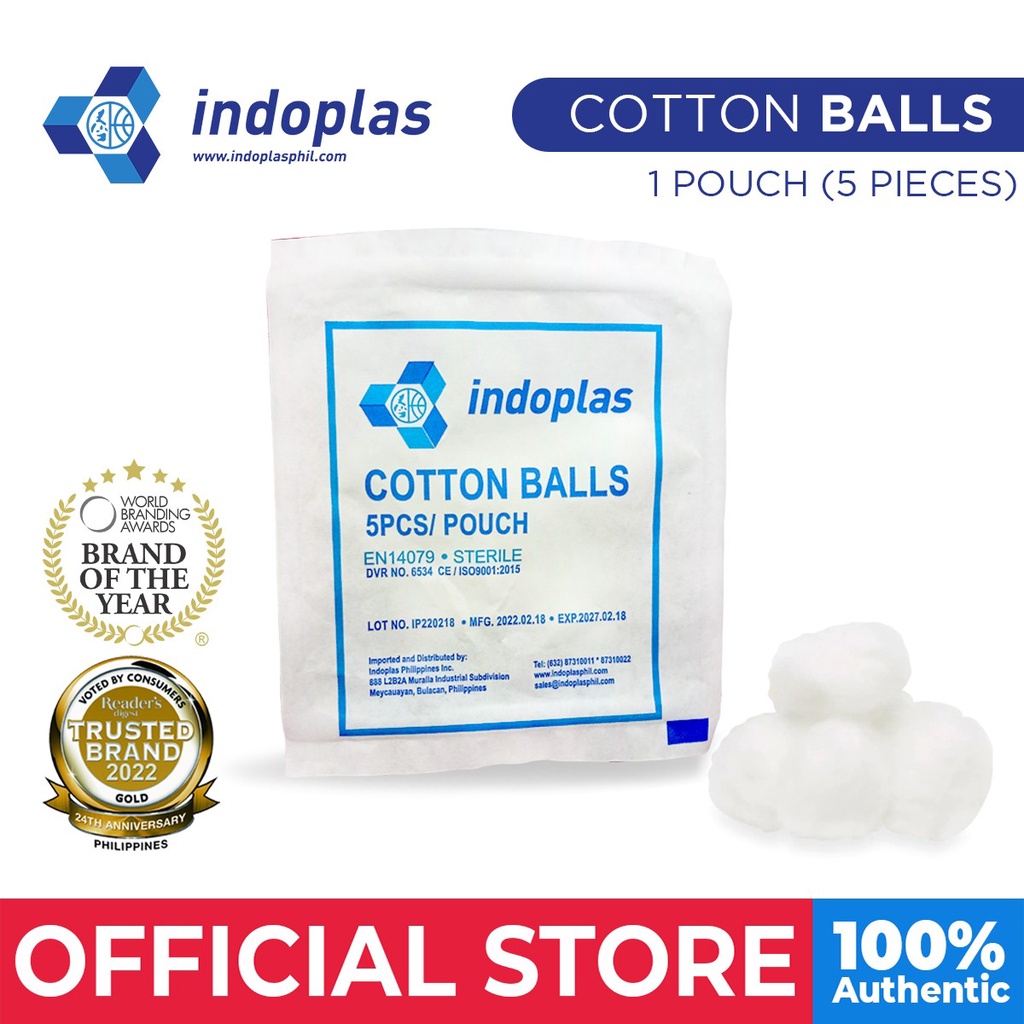 Indoplas Sterile Cotton Balls 1 Pack (5 Pcs) Shopee Philippines